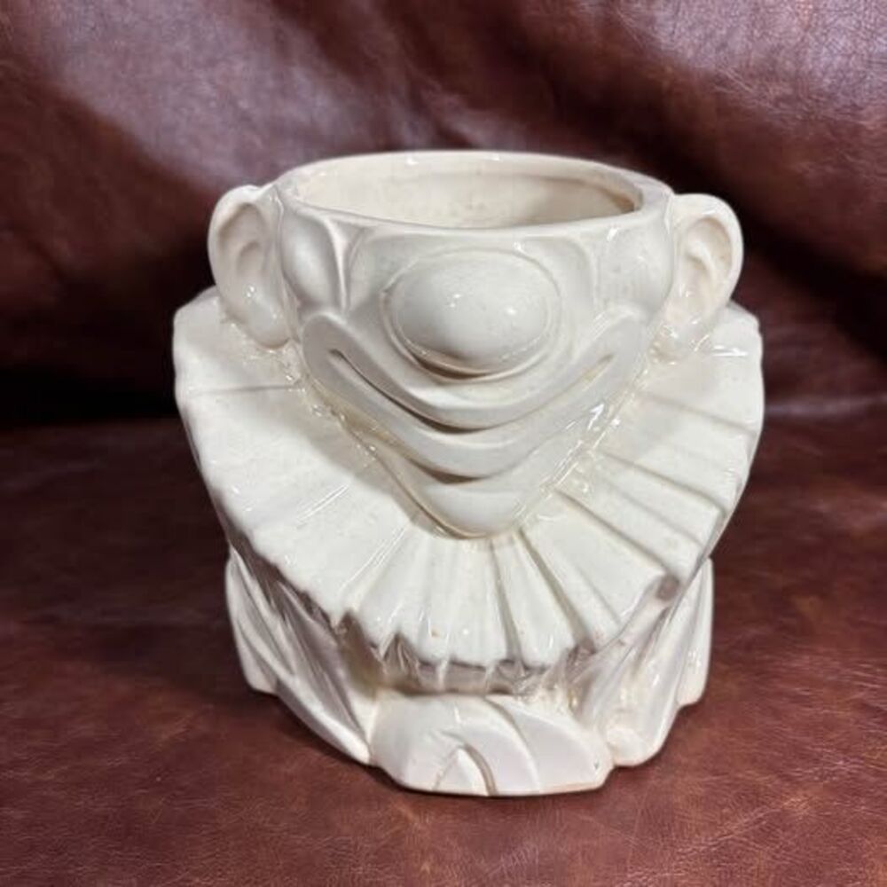 Vintage McCoy Pottery Clown Bust Cookie Jar Base Only - White Glaze USA